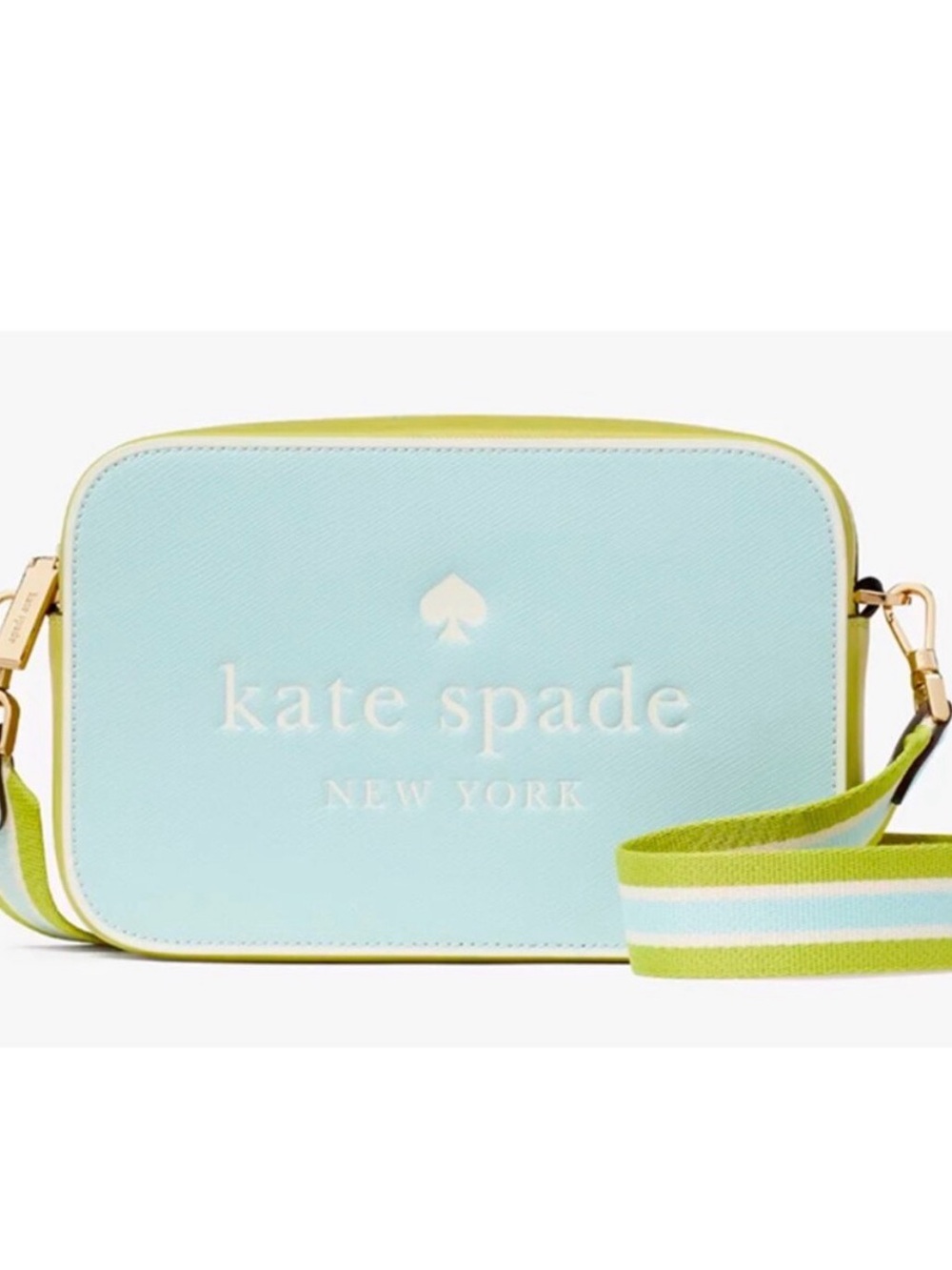 kate spade Pastel Blue & Lime Crossbody with Striped Strap